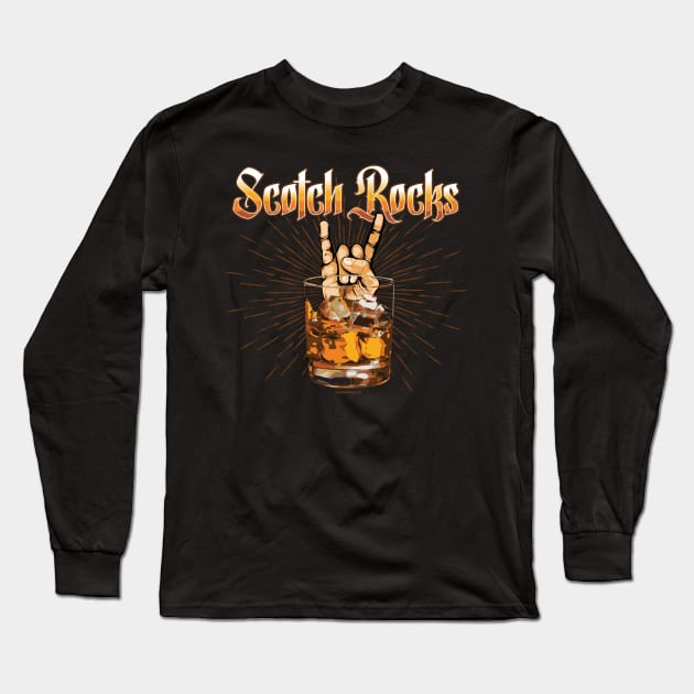 Scotch Rocks (Whiskey Drinker) Long Sleeve T-Shirt by eBrushDesign